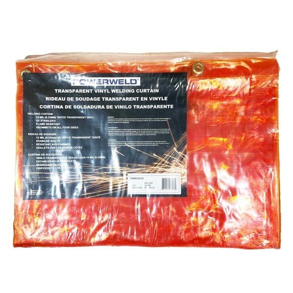 Replacement Welding Curtain, 6' x 8', Yellow, Powerweld, Mfr#: PWRC68YE